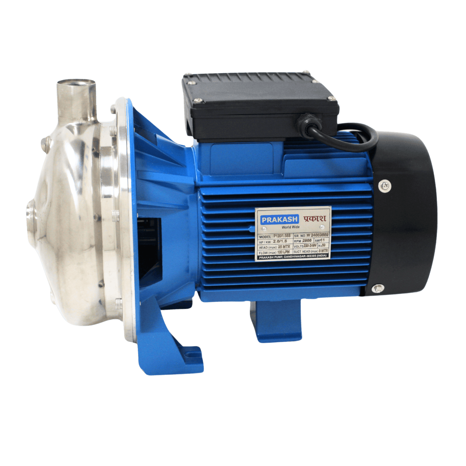 Prakash 1.0 HP Centrifugal SS Pump P120/0.75