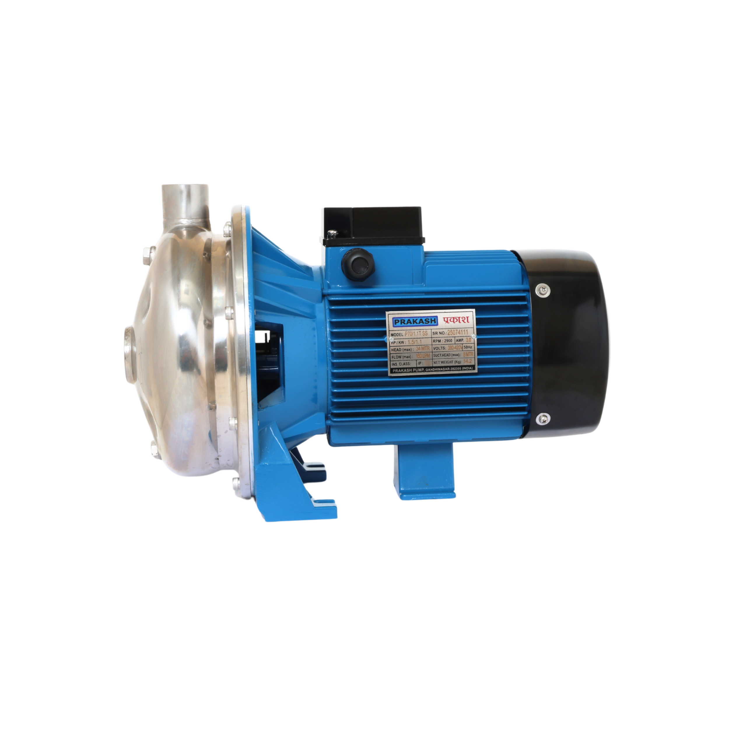Prakash 1.5 HP Centrifugal Stainless Steel Pump P70/1.1T SS316